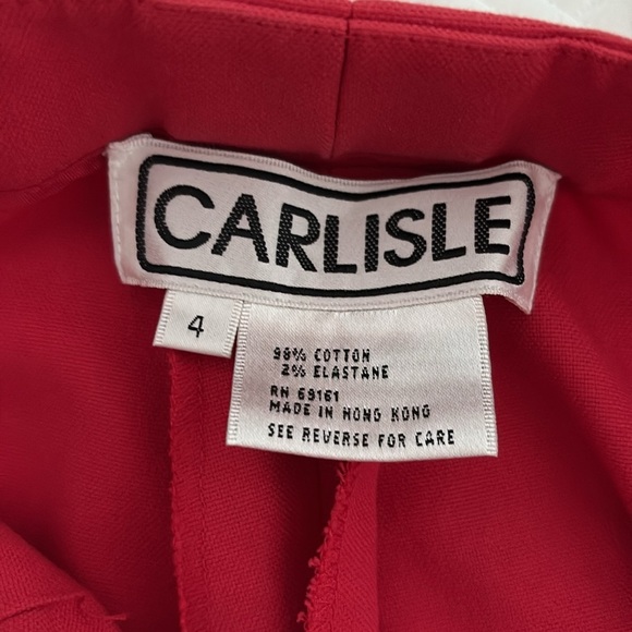 Carlisle Vintage Bold Red Flat Front Straight Leg Cotton Pants. Size 4 - Picture 7 of 10